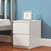 2 Drawer Wooden Bedside Table Matt White Frame Bedroom Storage Nightstand UK