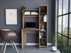 Oak and Grey Computer Laptop Desk Table Workstation 5 Shelves Home Office