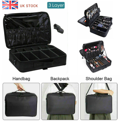 Professional Large Beauty Make Up Nail Tech Cosmetic Box Vanity Case Storage Bag
