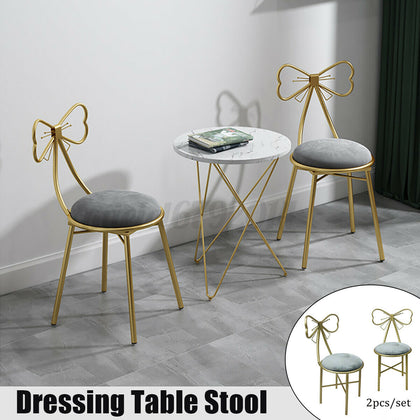2x Dressing Table Stool Velvet Chair Bedroom Makeup Vanity Chair w/Backres //