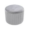 Velvet Grey Footstool Pouffe Round Footrest Makeup Dressing Table Stool Chair