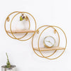 Round Wall Mounted Shelf Metal Wire Wooden Storage Display Floating Shelf Rack