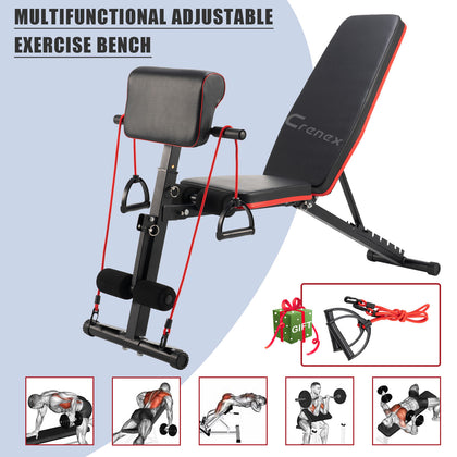 7 Incline Workout Dumbbell Weight Bench Folding Fitness Bench with Priest Stool