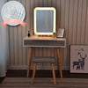 Dressing Vanity Makeup Table Set Cushioned Stool Drawer with LED Lighted Mirror