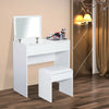 Dressing Table Set with Flip-up Mirror Padded Stool Sliding Drawer White