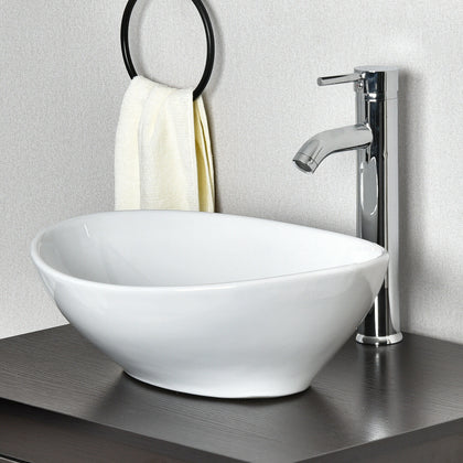 Bathroom Vanity Wash Basin Sink Countertop Oval Ceramic Wash Bowl 400 x 330 UK