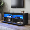 Black 120cm TV Stand Cabinet Unit High Gloss 2 Door Sideboard with LED Lights