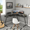 Black L-shaped Computer Desk Corner Table Workstation Office Study Furniture