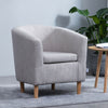 Checked Linen Fabric Upholstered Accent Tub Armchair Cafe Lounge Chair Sofa Seat