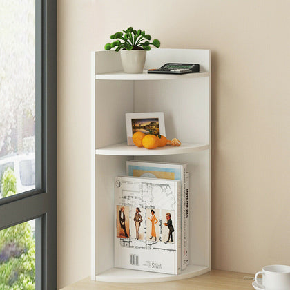 3 Tier Wall Corner Shelf Bookcase Shelf Storage Display Organizer Cabinet Unit