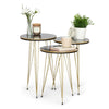 Oval Coffee Table & Set of 3 Round Nested End tables - Gold & Black Marble