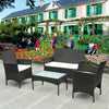 Rattan Garden Furniture Set 4 PCS chairs sofa Table Outdoor Patio Conservatory