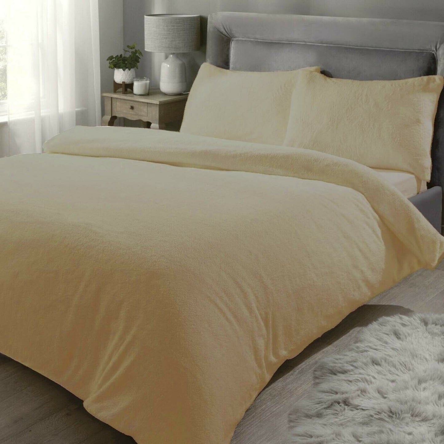 Single Teddy Fleece Duvet Cover with Pillow Case Thermal Warm Bedding Set
