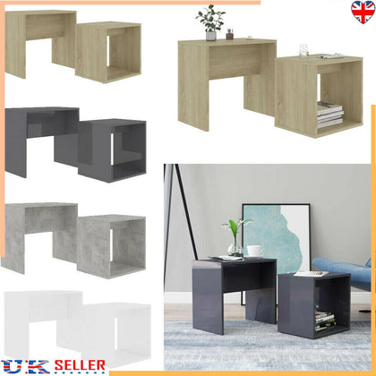 High Gloss Nest of 2Coffee Table Side End Tables Living Room Side Desk Furniture