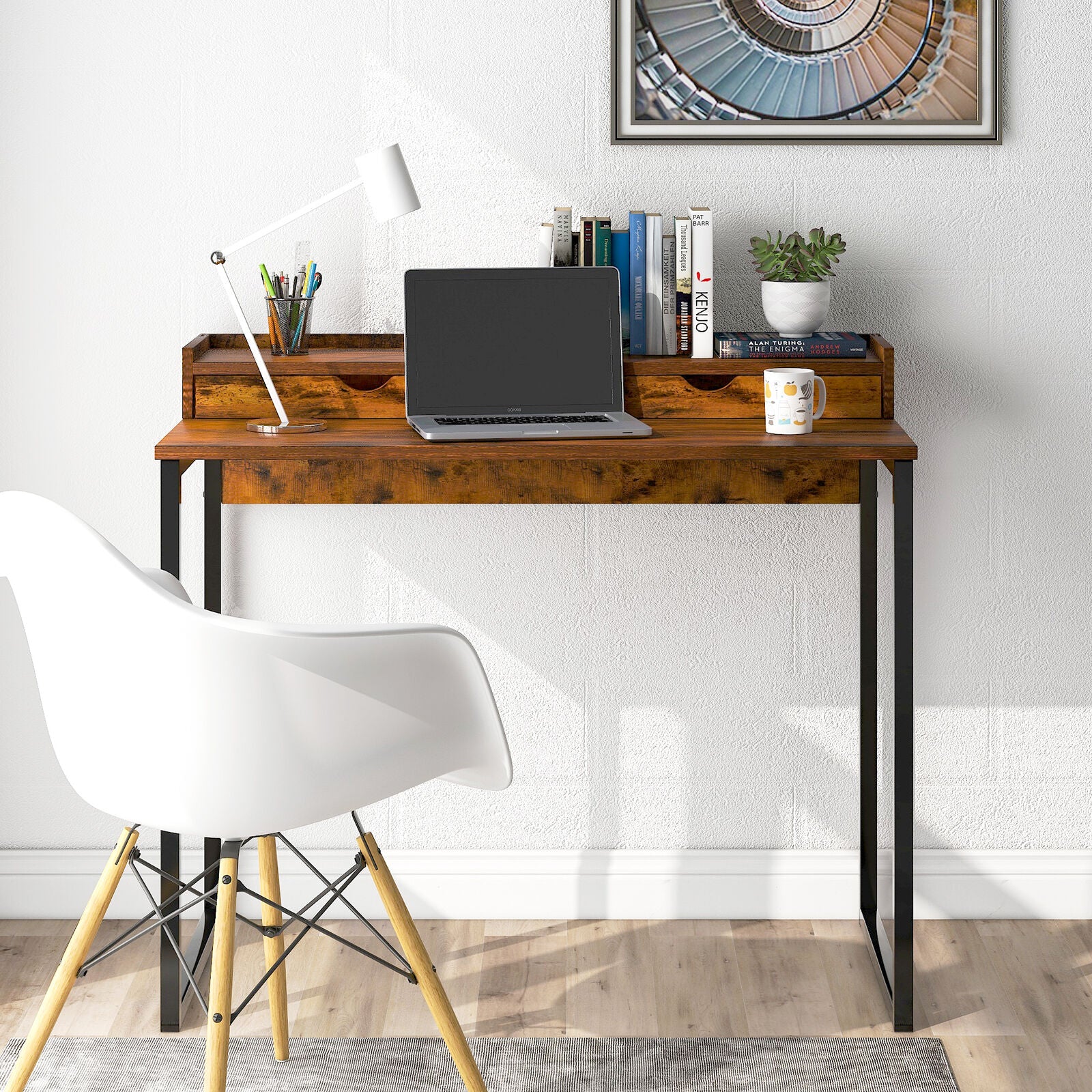 Wooden study deals desk with drawers