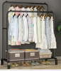 Heavy Metal Double Clothes Rail Hanging Rack Garment Display Stand Storage Shelf