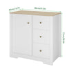 White Sideboard Wooden Cabinet with 3 Drawers 1 Door for Livingroom Kitchen