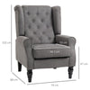 Grey Accent Armchair Retro Button Tufted Wingback Chair Vintage Wing Back Couch