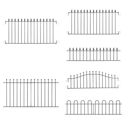 Garden Fence Panel 1830mm Gap Wrought Iron Spear/Ball Top Border Fencing Railing