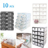 10 Foldable Clear Plastic Home Shoe Boxes Drawer Stackable Storage Organiser Box