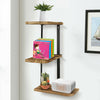 Rustic Wood Corner Shelf Home Display Storage Rack Wall Floating Shelf 3 Tier UK