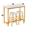 Bar Table Set Kitchen Dining Breakfast 2 High Chairs Stools Set MDF Steel White