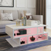 High Gloss RGB LED Lights Coffee Table Storage Side Table White Unit Living Room