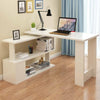White L-Shaped Corner Computer Desk Workstation PC Laptop Table with Bookshelves