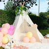 Cotton Canvas Kids Teepee Tent Children Wigwam Indoor Outdoor Play House 4 Poles