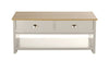 Off White Oak Coffee Table 2Drawer Occasional Table D Cup Metal Handles