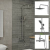 Bathroom Thermostatic Mixer Shower Set Square Chrome Twin Head Exposed Valve