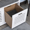 3-Door Shoe Storage Bench Cushion Seat Slatted Doors Elevated Base White