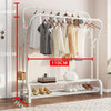 Double Metal Clothes Rail Hanging Rack Clothes Display Stand Lower Shelf Storage