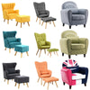 Vintage Accent Armchair and Footstool Tub Wing Chair Reclining Bedroom Lazy Sofa