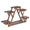 Multi Tier Wood Flower Rack Plant Stand Wood Shelves Bonsai Display Shelf Indoor