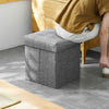 Grey Large Linen Folding Storage Ottoman Pouffe Seat Foot Stool Storage Box UK