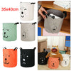 Kids Baby Toy Useful Canvas Laundry Basket Storage Bag With Leather Handbag