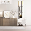Floor Lamp Free Standing Wood 3-Tier Storage Shelf Reading Bedroom Living Room