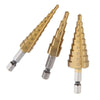 3pcs LARGE HSS STEP CONE DRILL TITANIUM BIT SET HOLE CUTTER + STORAGE POUCH