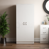 Riano 2 Door Wardrobe Bedroom Storage Solid Wood shelf Rail Furniture White