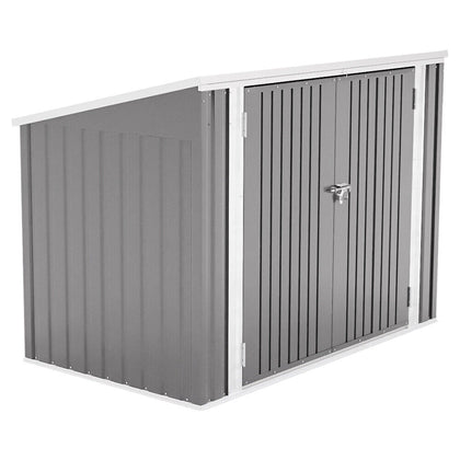 Galvanized Steel Wheelie Bin Store Garden Recycling Rubbish Bin Storage Shed