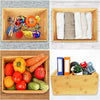 BAMBOO WOOD FOOD STORAGE BOX TRAY ORGANIZER TIDY BIN GRIP HANDLE CUPBOARD SHELF