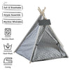 Dog Kennel House Foldable Pet Tent Pyramid Cat Puppy Kitten Shelter Playpen Grey