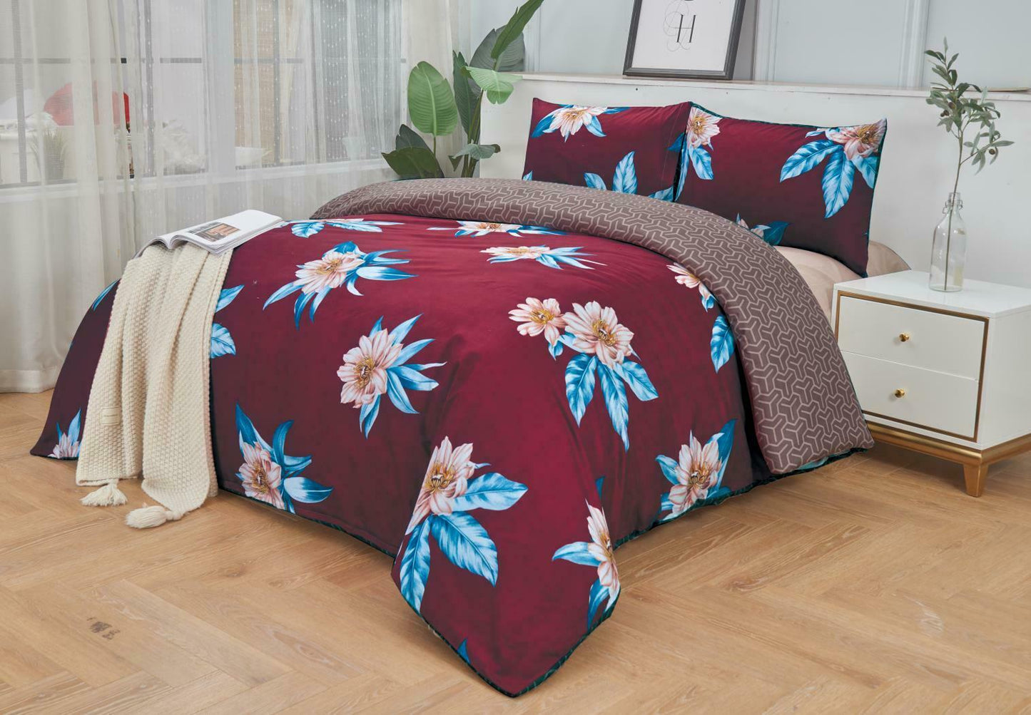 Luxury Floral Duvet Cover Pillowcase Quilt Bedding Sets Single Double King Size