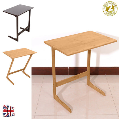 Bamboo Bedside Sofa Side Table Coffee Laptop End Laptop Desk for Living Room UK