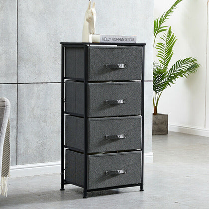 Dark Grey Fabric Cabinet Storage Unit Chest of Drawers Organiser Bedside Table