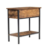 Narrow Side Table 2-Tier Console Desk with Drawer Wood Nightstand Open Shelf UK