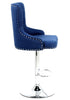 Blue Bar stools, 2 X Blue Linen Button Detail Premium Monteray swivel Barstools (BLUE)