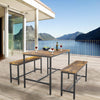 Wooden Dining Table Vintage Retro Furniture Rustic Metal Kitchen Breakfast Bench