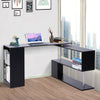 360° Rotating Corner Desk Storage Shelf Combo Workstation L-Shaped Table Office